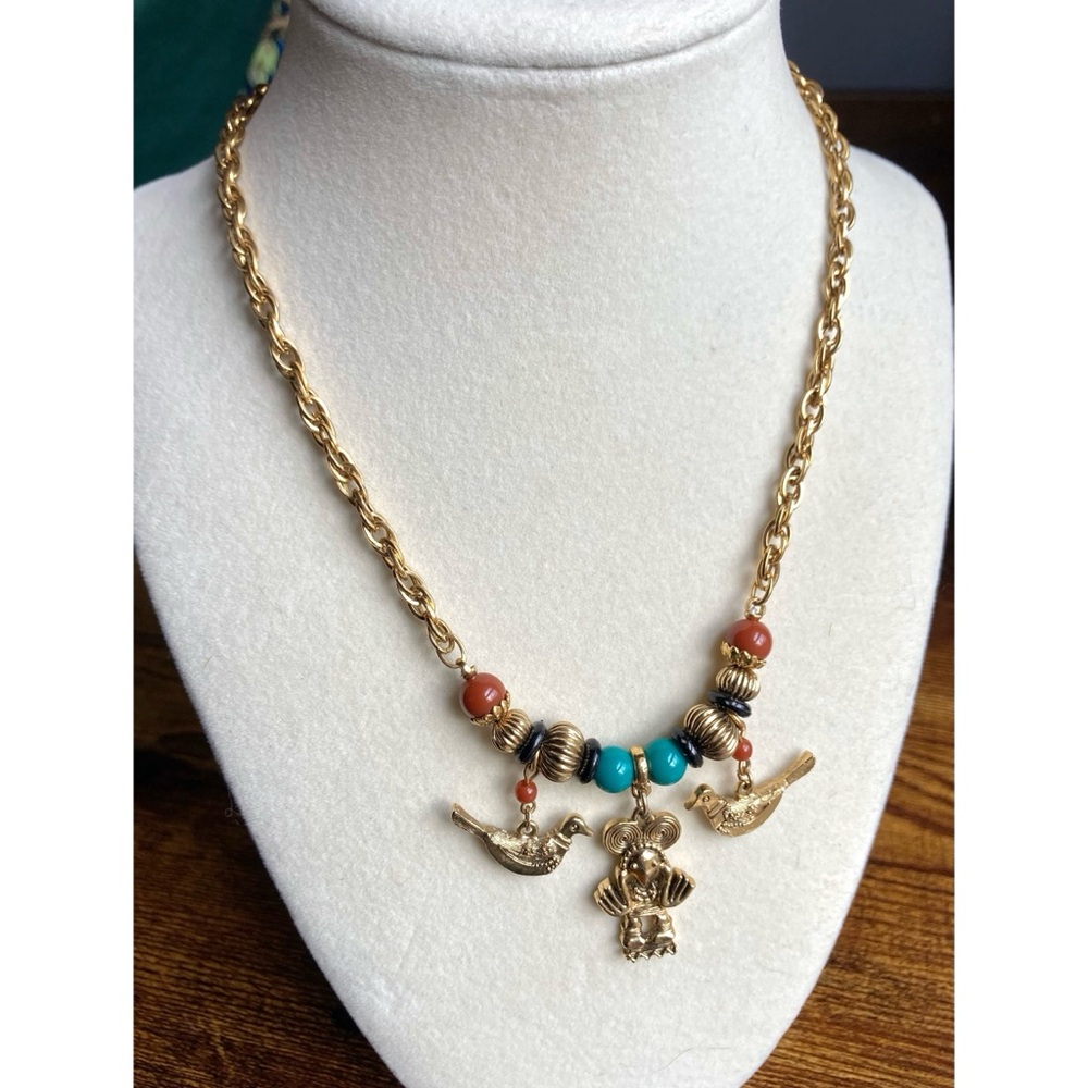 RELISTED Vintage 1928 Charm Necklace Goldtone - Picture 3 of 9